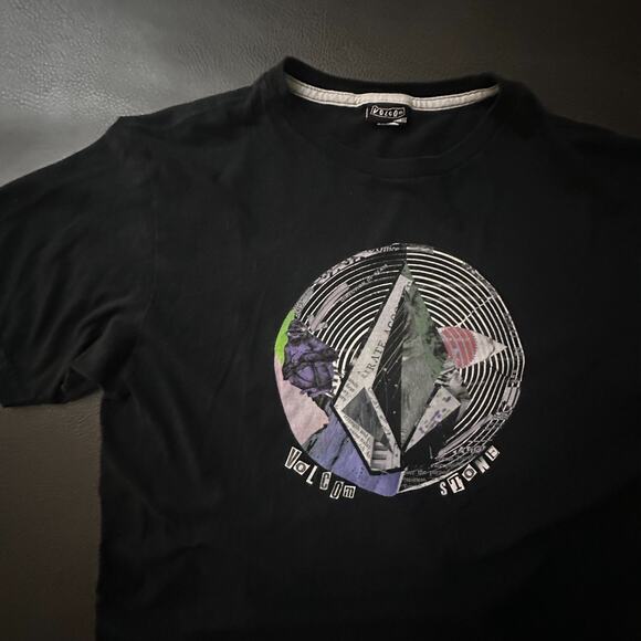 VTG Y2k Volcom T Shirt Mens Large Black Paper Tag Skater Graphic Hidden Logo - Picture 2 of 9